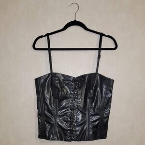 TRIPP Black Vegan Leather Corset